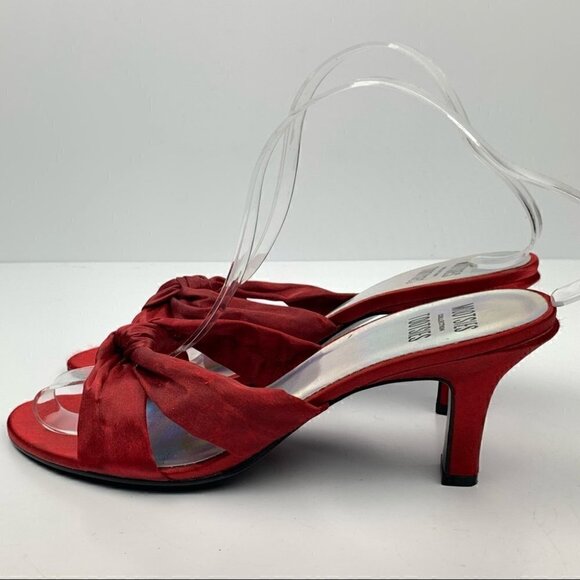Mooties Tootsies collection heels size 7.5 deep crimson red satin formal - Picture 5 of 12